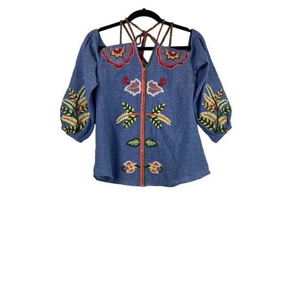 Red Carter womens topEmbroidered chambray strappy - Picture 3 of 10